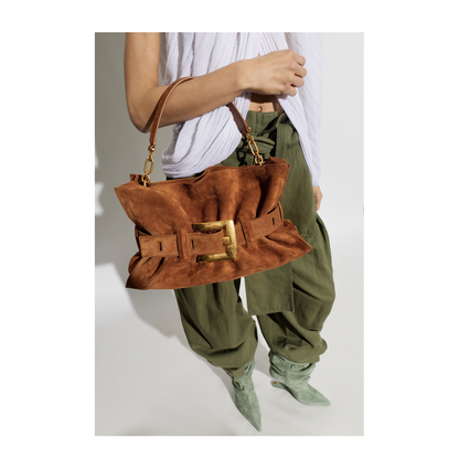 Anthem Medium Suede Leather Handbag - Brown - Image 2