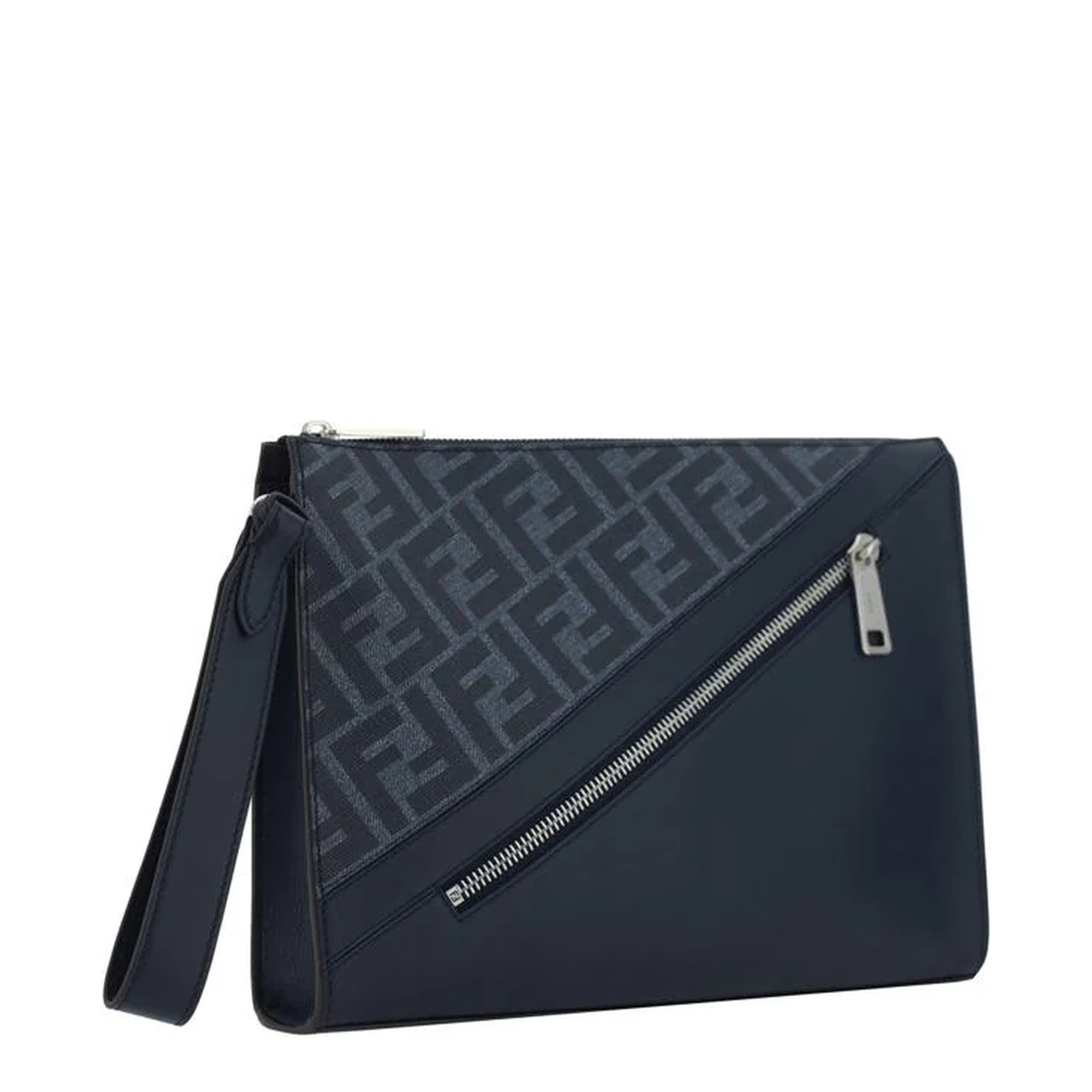 Flat Leather Crossbody Bags - Navy Blue - Image 2