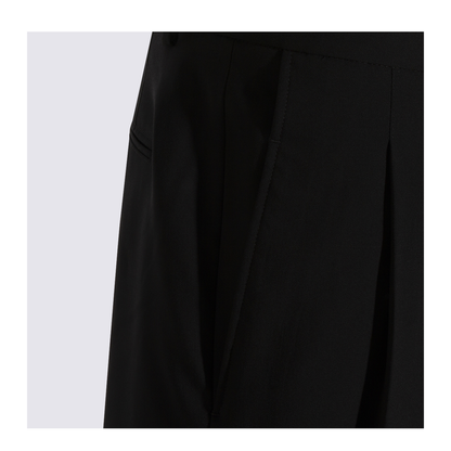 Black Pleated Bermuda Shorts in Cotton - Image 8