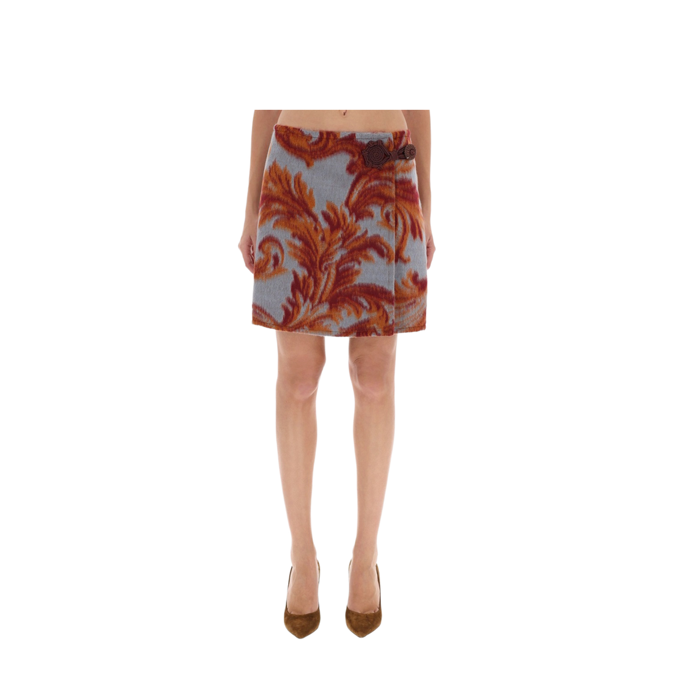 Wool-Blend Mini Skirt with Leafy Motif - Image 1