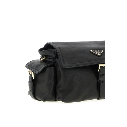 Explore Medium Nappa Leather Shoulder Bag - Nero - Image 3
