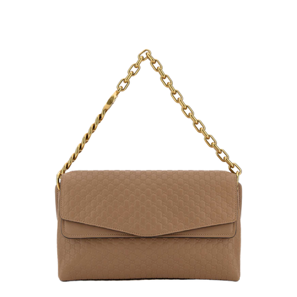 Medium GG Embossed Leather Shoulder Bag - Biscuit - Image 1