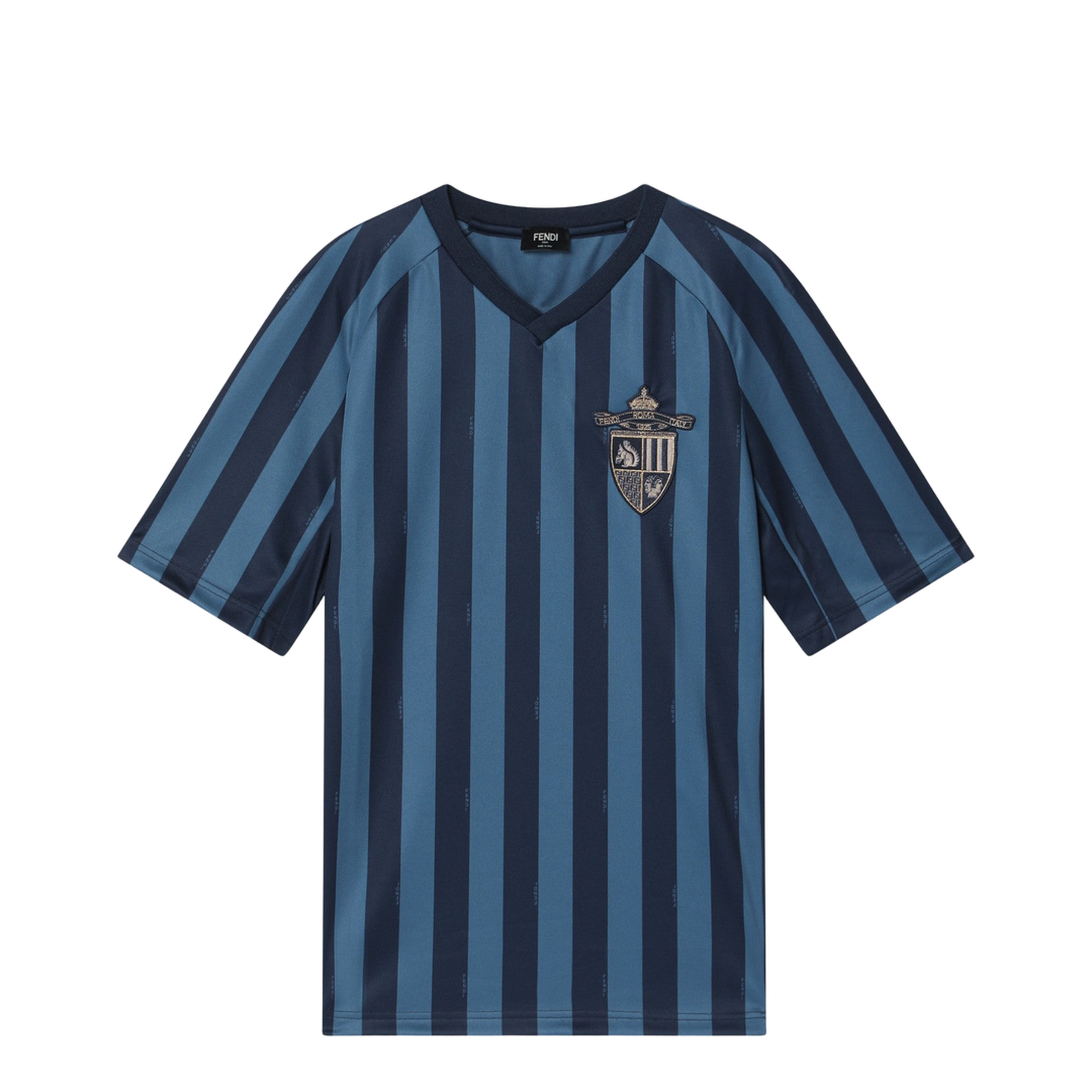 T-shirt in Blue Striped Pequin Fabric - Image 1