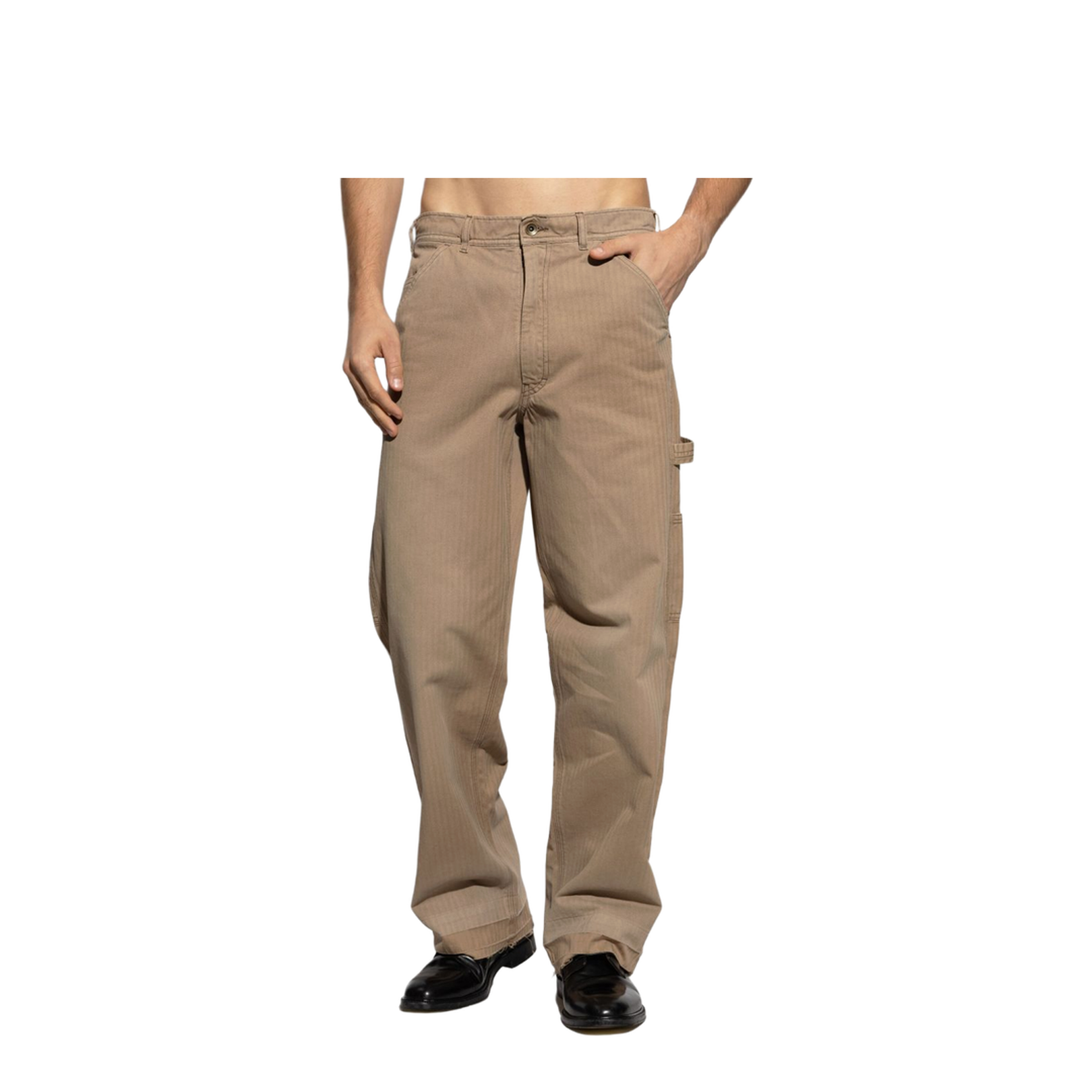 Beige Herringbone Trousers - Image 3