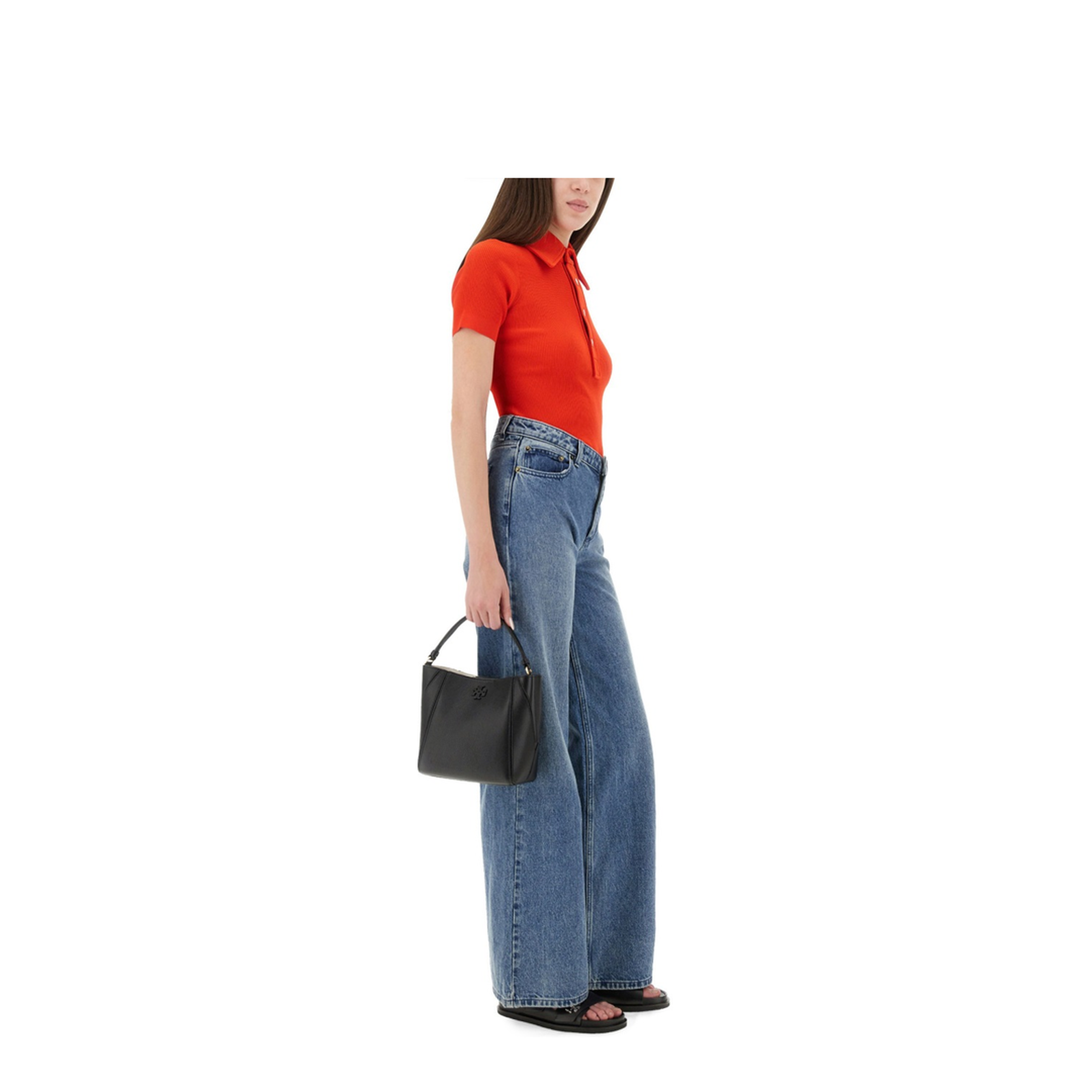 Coral Red Viscose Blend Polo Shirt - Image 3