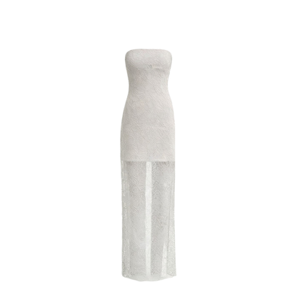 Lace Ruched Midi Dress - Image 1