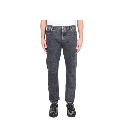 Straight Leg Cotton Jeans with Logo - Image 1