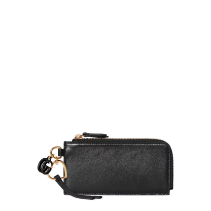 Card Case with Double G Charm Leather Black - Image 1