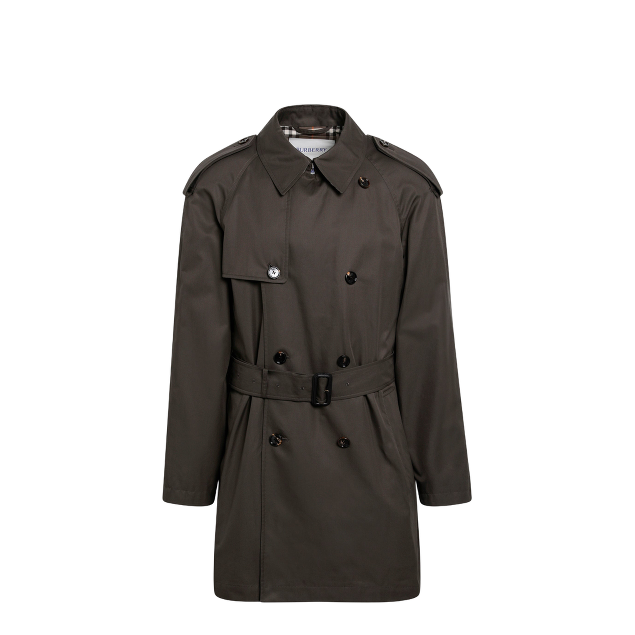 Leadenham mid-length gabardine trench coat in brown - Image 1