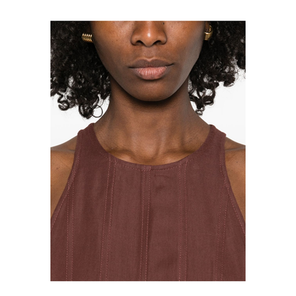 Sleeveless Panelled Midi Dress Brown - Image 5
