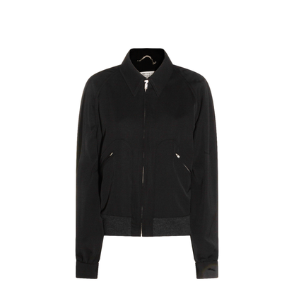 Black Zip-Up Jacket in Virgin Wool - Image 1
