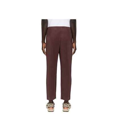 Brown Pleated Design Cropped Pants - Image 5