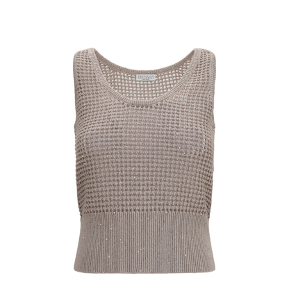 Perforated Sequin Tank Top - Image 1