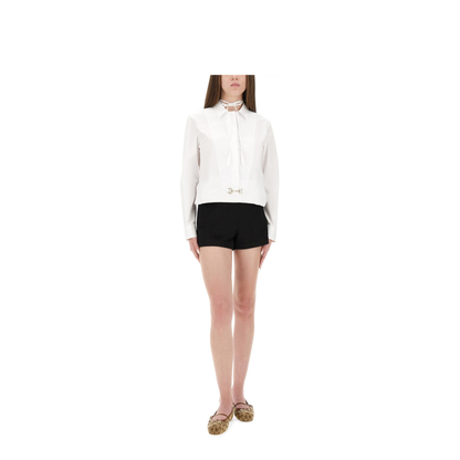 Cotton Poplin Shirt with Horsebit in White - Image 2