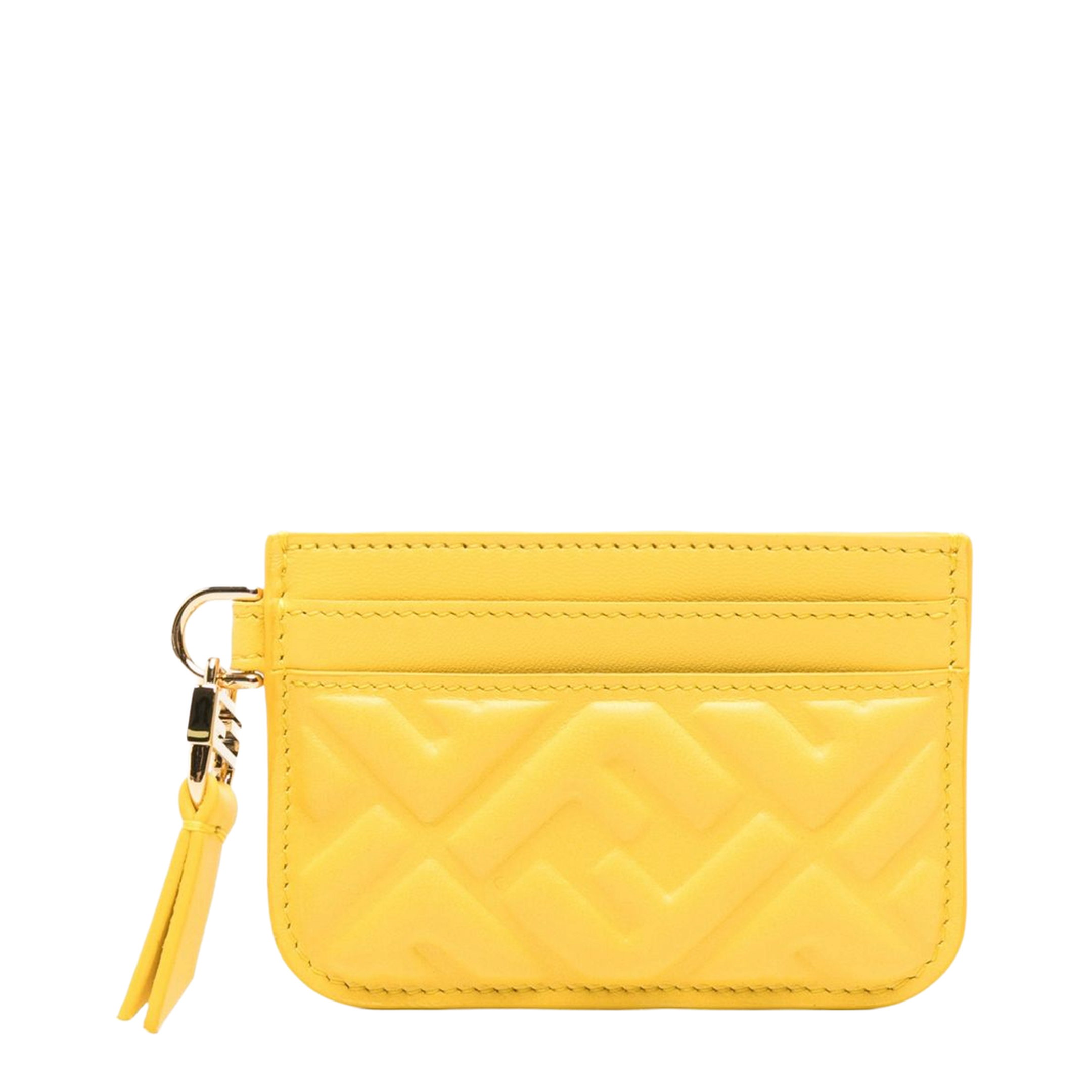 Yellow Nappa Leather Baguette Card Case with FF Motif - Image 1