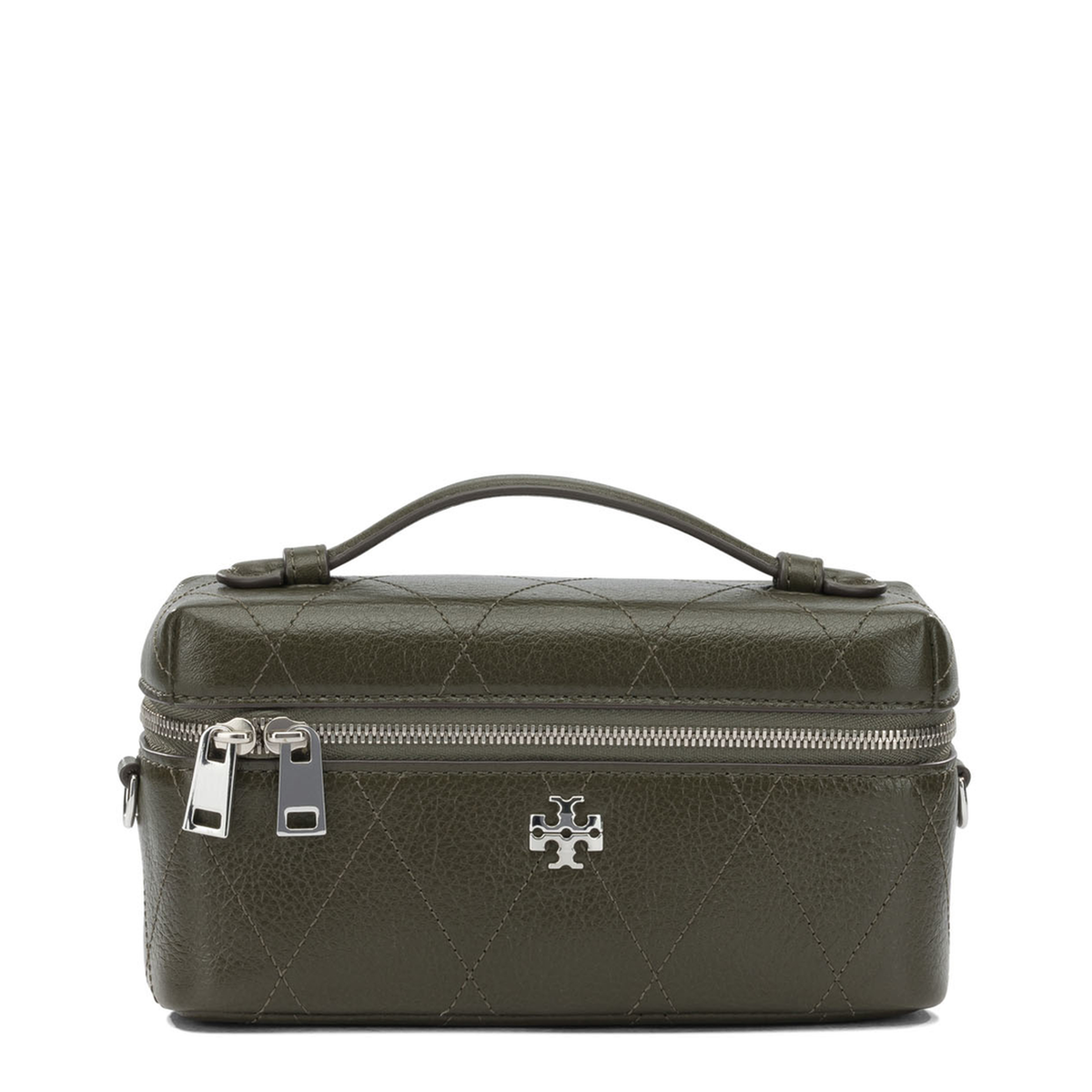 Charlie Quilted East West Vanity Case - Green - Image 1
