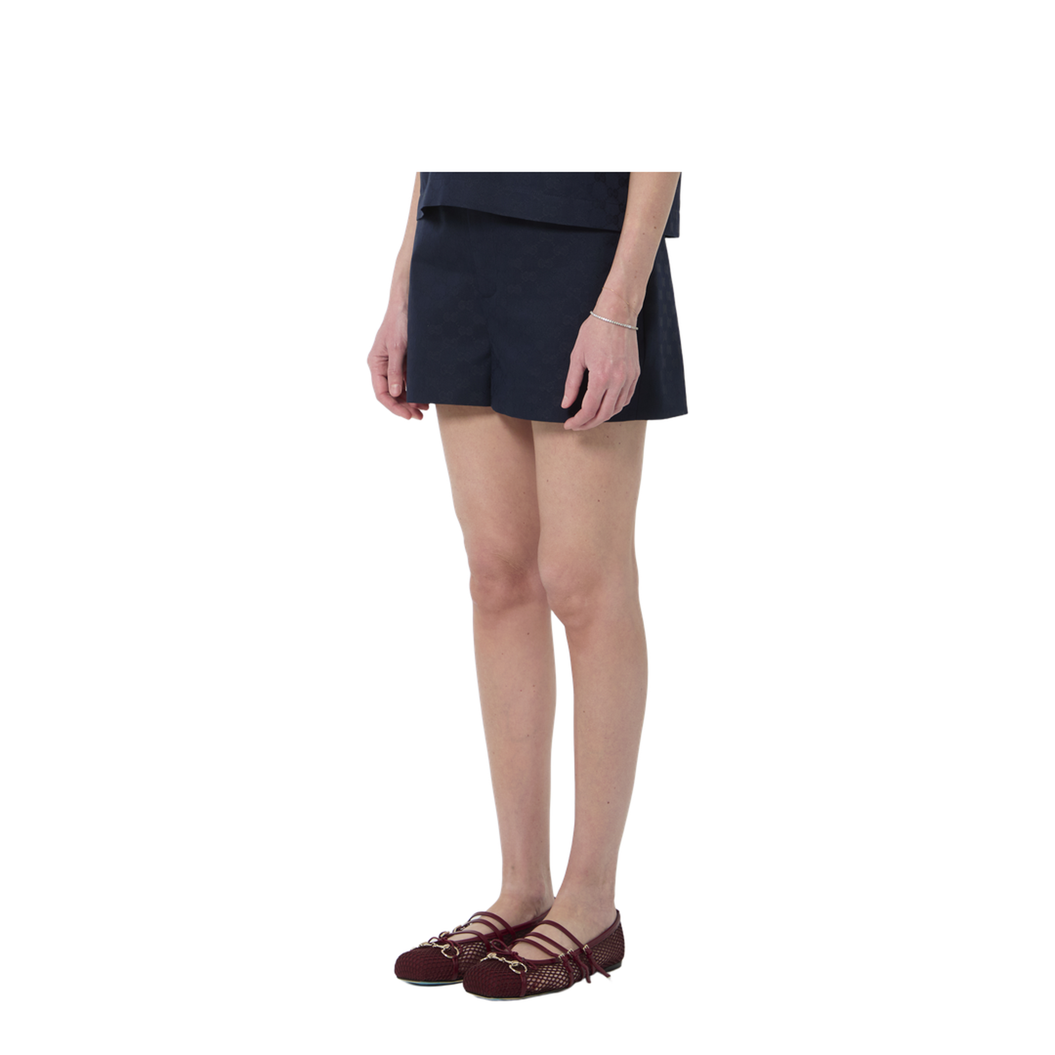 Blue Gg Cotton Gabardine Shorts - Image 2