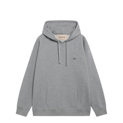 Mélange gray hoodie with Vlogo embroidery - Image 1