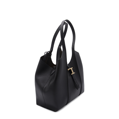 T Timeless Small Calf Leather Shopping Bag - Black - Image 2