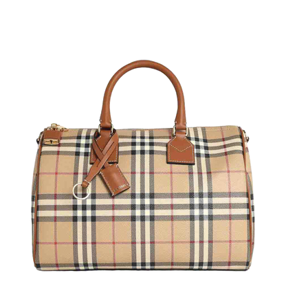 Medium Cotton Blend Bowling Bag - Beige - Image 1