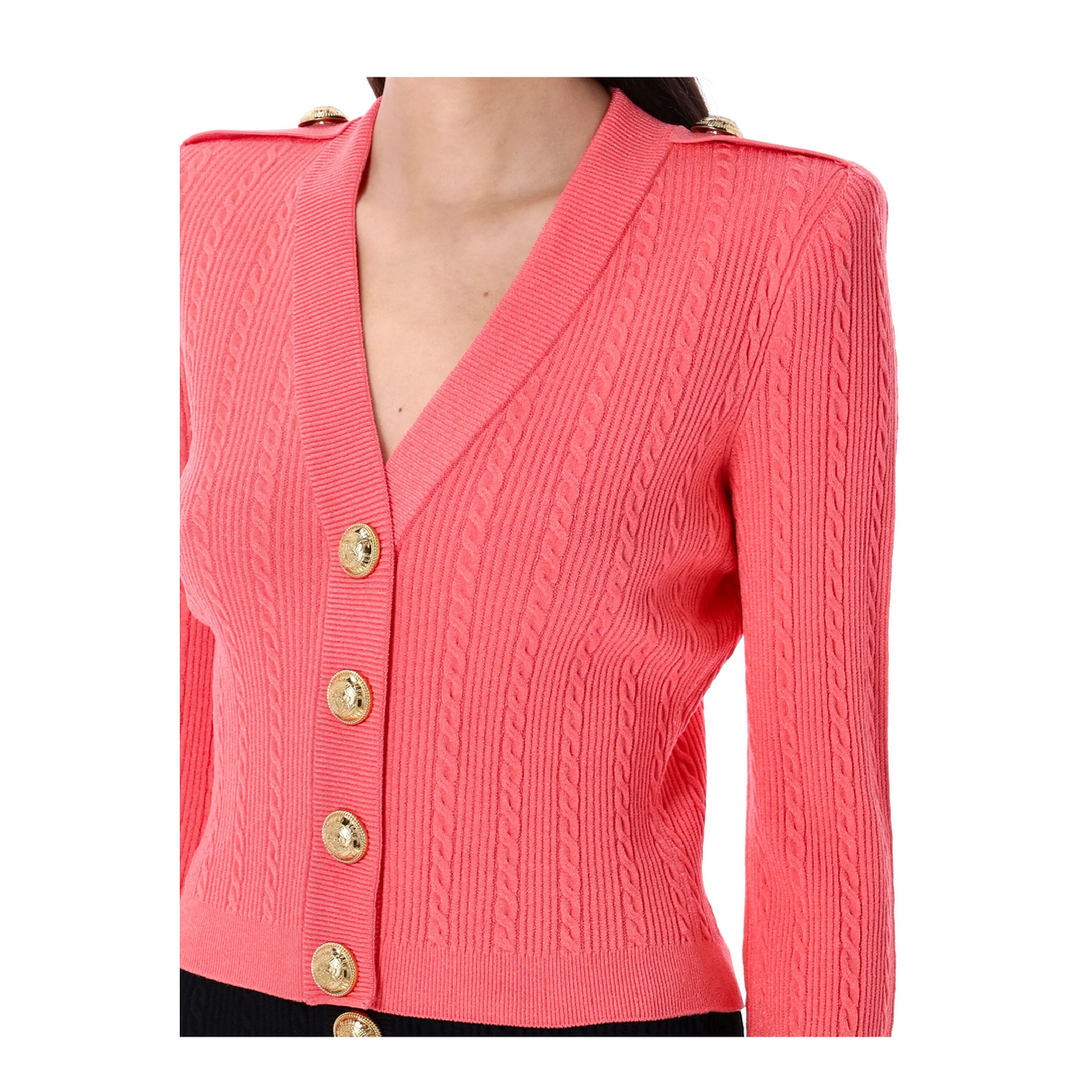 Long-sleeved cable-knit cardigan - Image 3