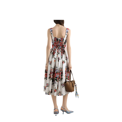Flower Bouquet-Print Cotton Midi Dress - Image 2
