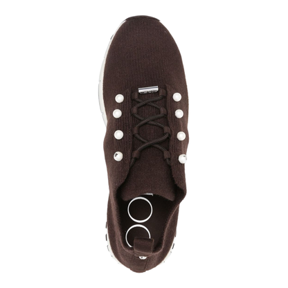 Chocolate Cashmere Melange Knit Trainers - Image 3