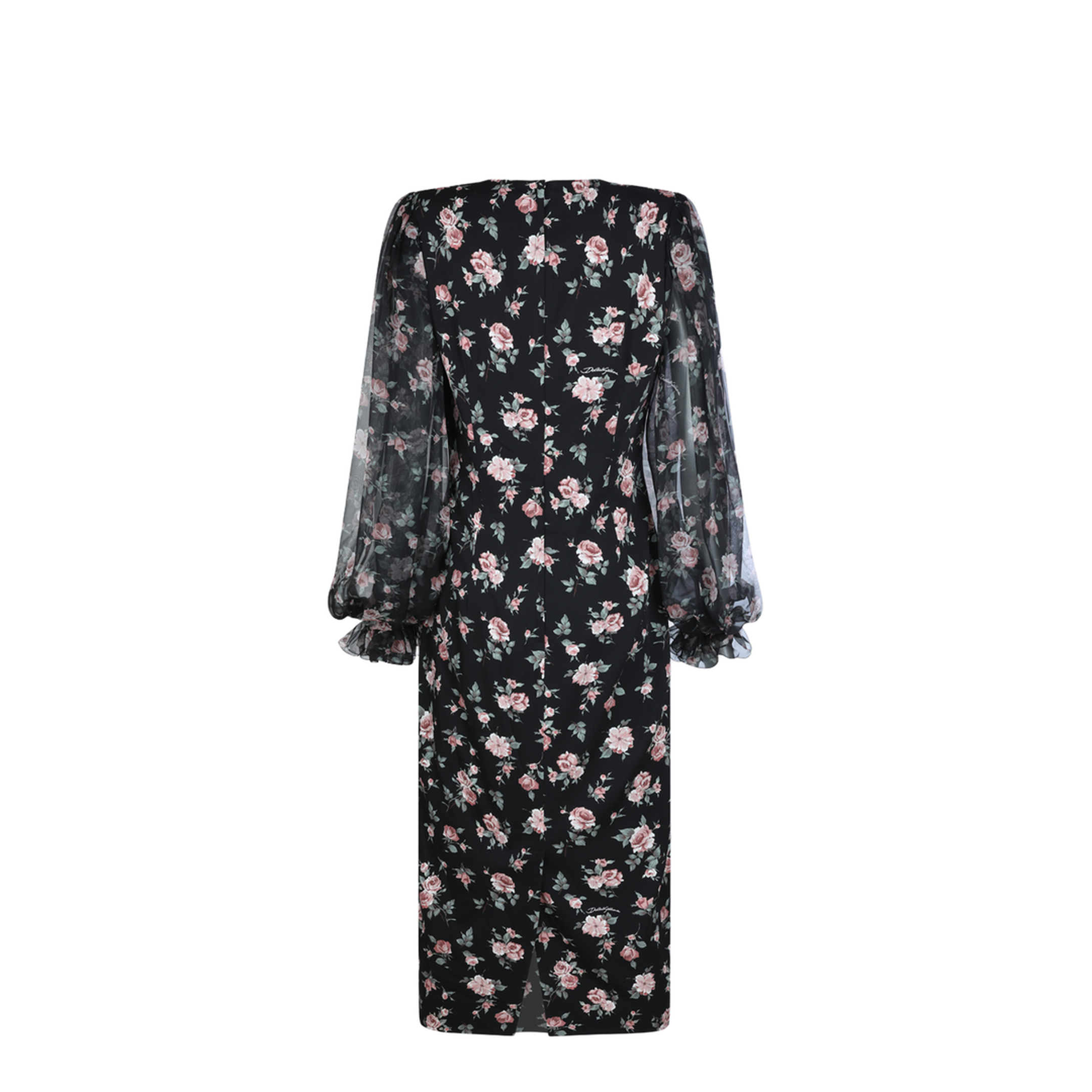Vintage Roses-Print Charmeuse Dress - Image 3