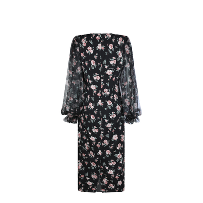 Vintage Roses-Print Charmeuse Dress - Image 3