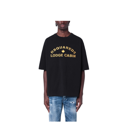 Black Cotton T-Shirt with Logo - Image 1