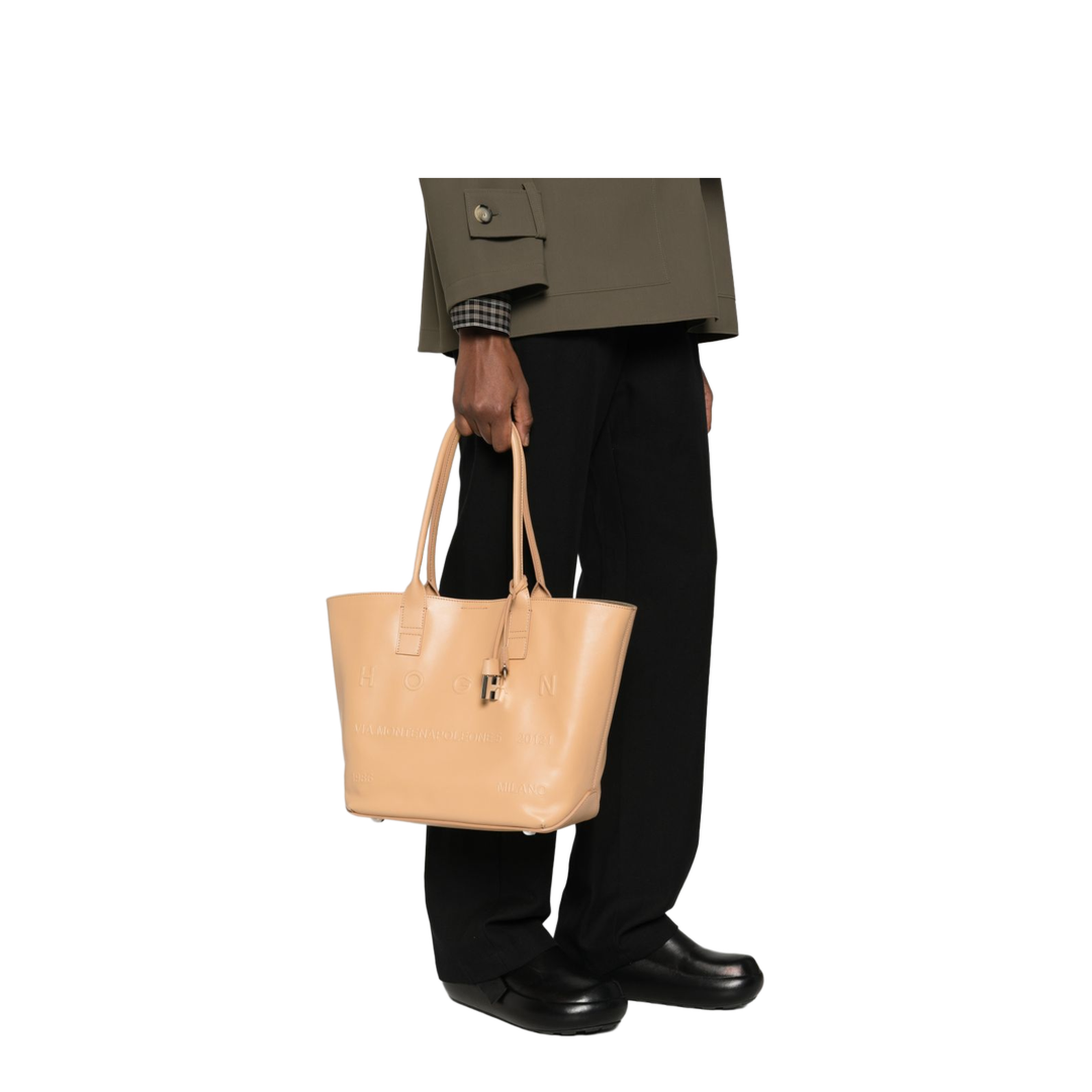 Address Small Calf Leather Tote - Beige - Image 4