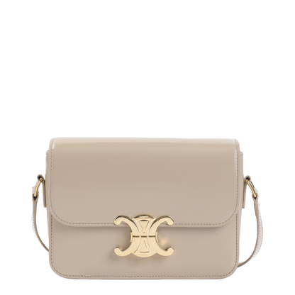 Triomphe Shoulder Bag Leather Beige - Image 3