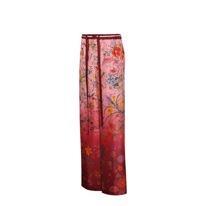 Printed Silk Pants in Pink and Rosso Ancora Red - Image 3