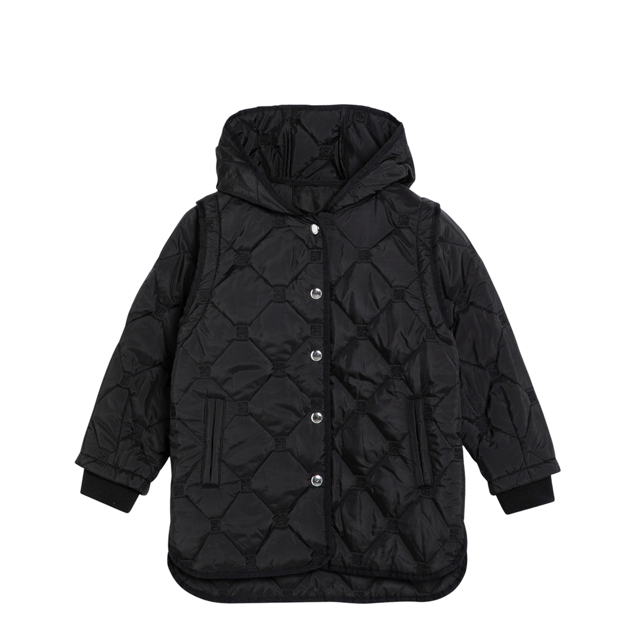 Black Quilted Parka with Removable Sleeves - Image 1
