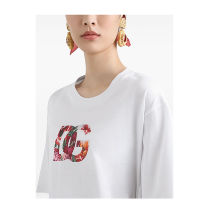 Flower-print Short-sleeved T-shirt in White - Image 5