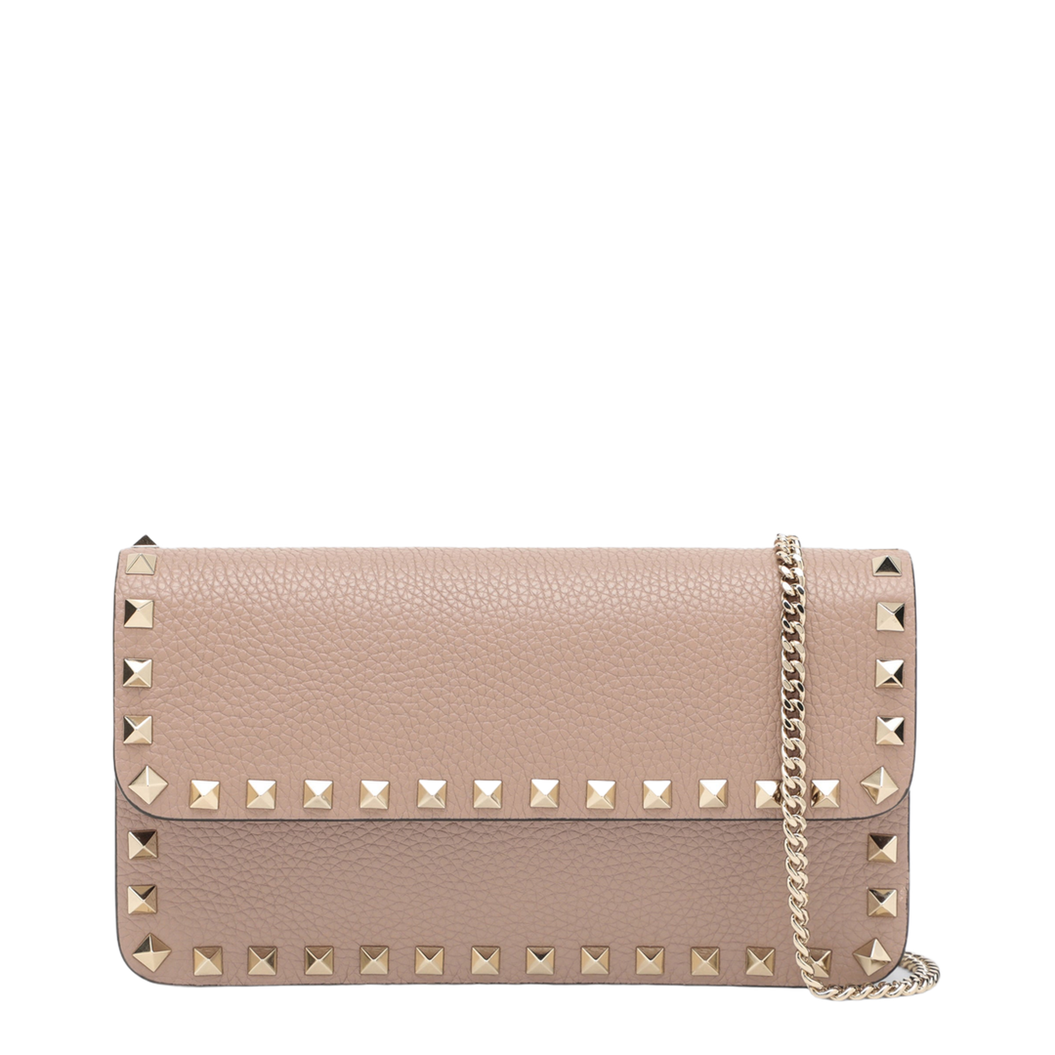 Garnet Calfskin Rockstud Chain Wallet - Image 1