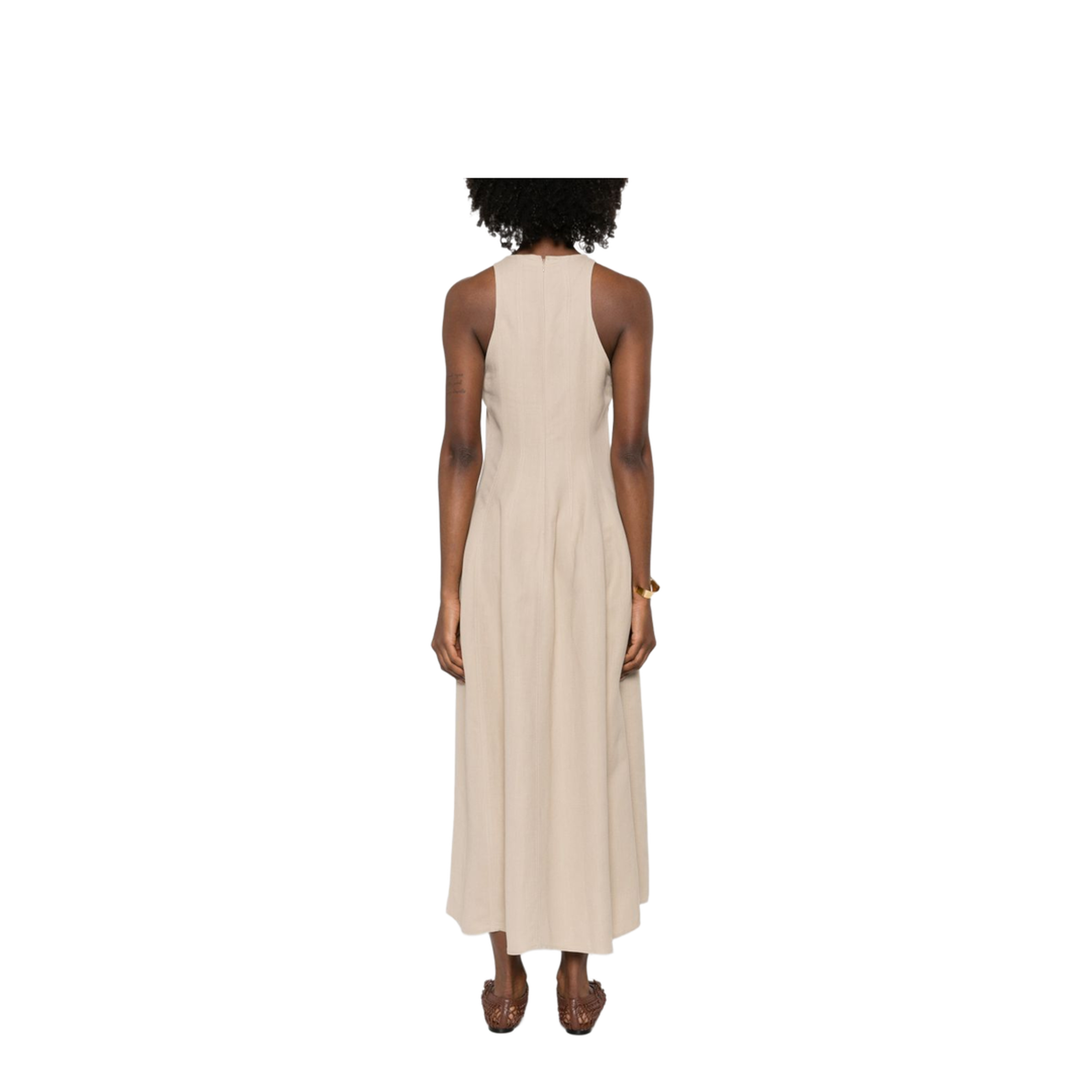 Sleeveless Panelled Midi Dress Beige - Image 4
