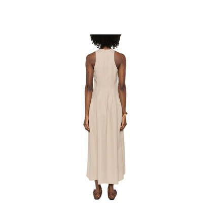 Sleeveless Panelled Midi Dress Beige - Image 4