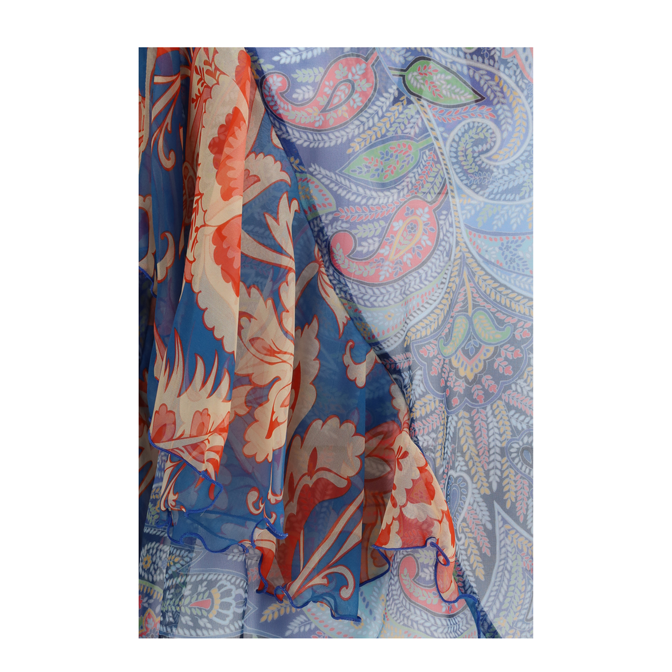 Long-sleeve Silk Shirt with Ruffles and Floral Motif - Image 3