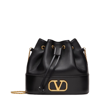 VLogo Signature Mini Nappa Leather Bucket Bag - Black - Image 1