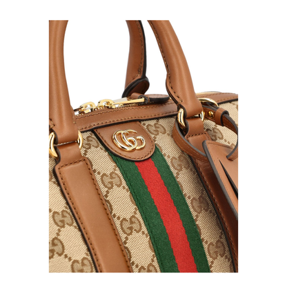 Ophidia Medium GG Canvas Boston Bag - Beige/Brown - Image 2