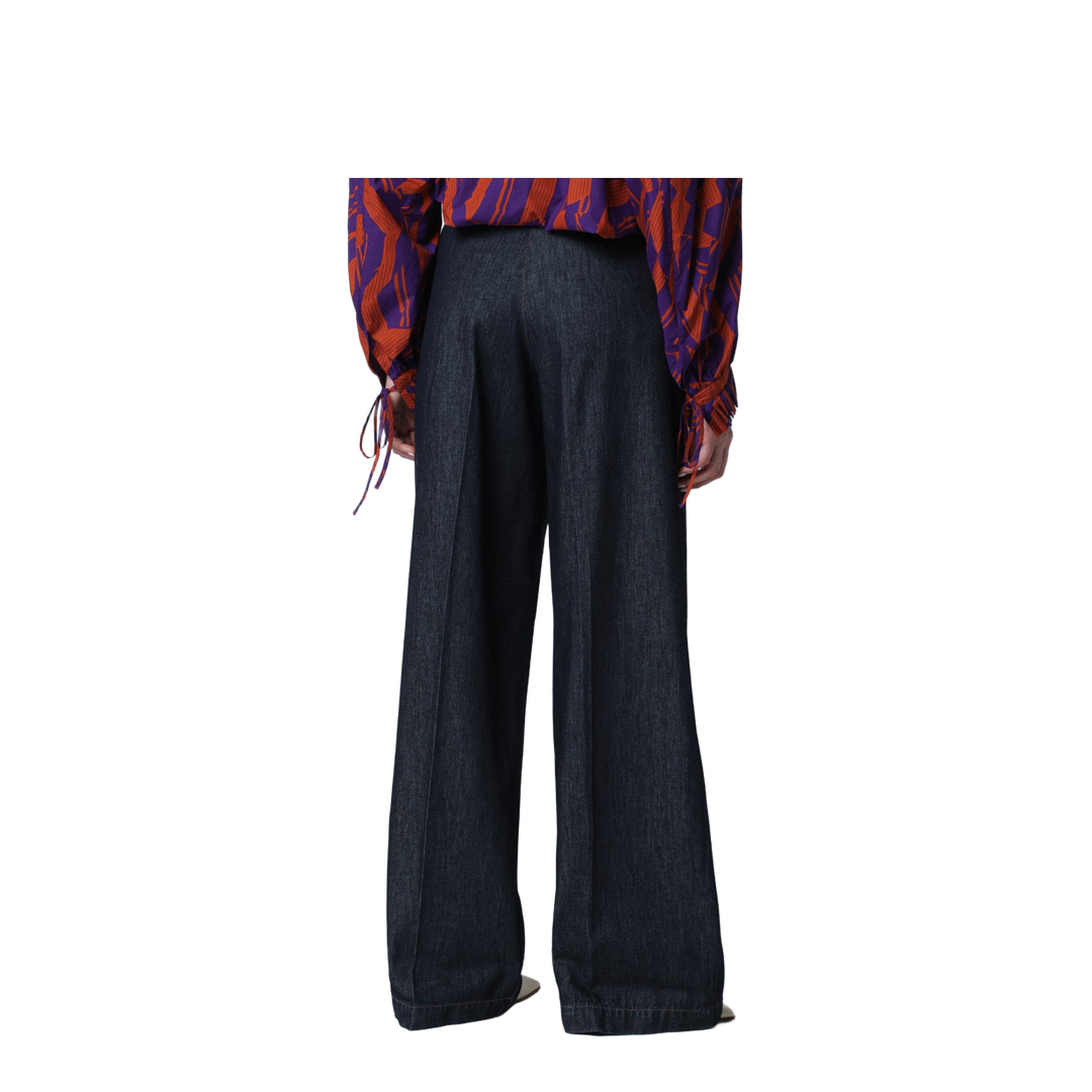 Indigo Blue Wide-Leg Denim Trousers - Image 2