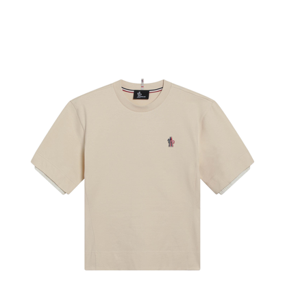 Crew Neck T-Shirt with Logo on Front and Back in Tech Fabric White - Image 1