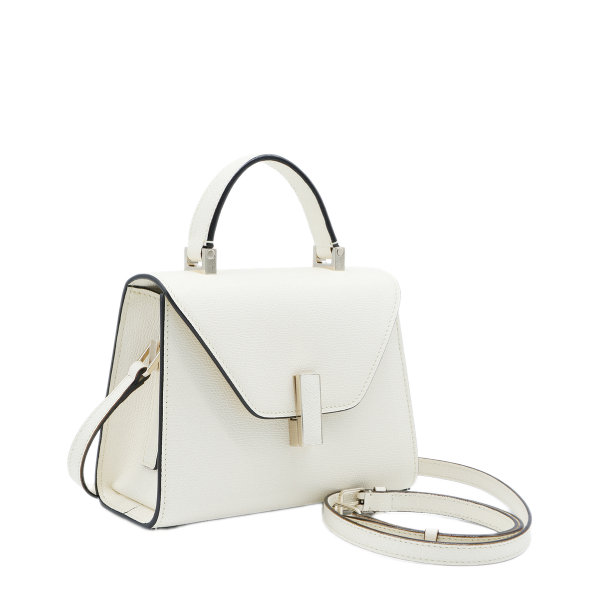 Iside Micro Millepunte Calf Leather Crossbody - White / Pergamena - Image 2