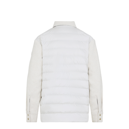 Cotton Blend Bouclé Down Shirt Jacket - Ivory - Image 2
