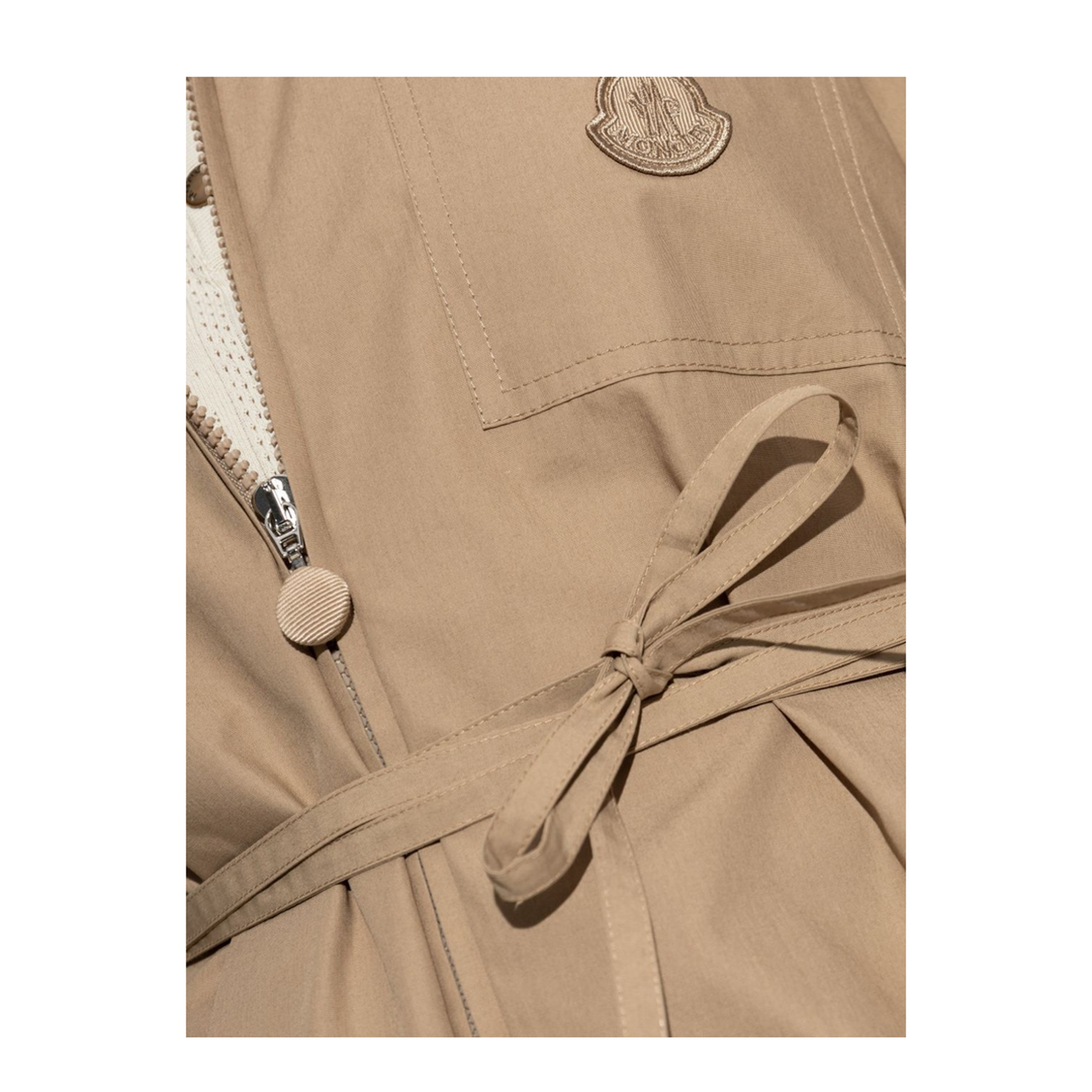 Beige Cotton Poplin Zip-Up Shirt Jacket - Image 4