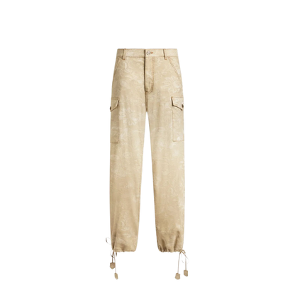 Floral Jacquard Canvas Cargo Trousers - Image 1