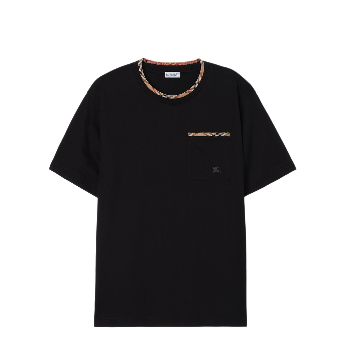 Cotton T Shirt With Check Trims - Image 1