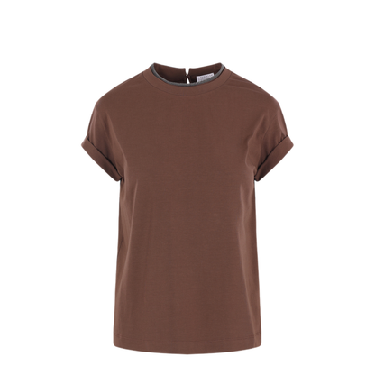 Stretch Cotton Jersey T-Shirt with Precious Faux Layering - Image 1