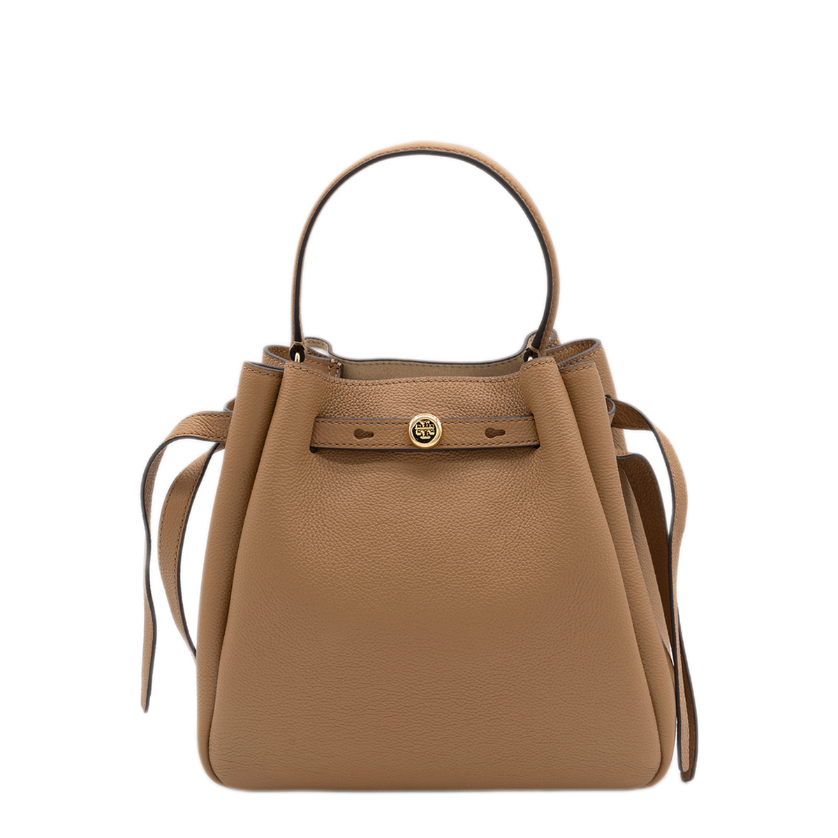 Pebbled Leather Bucket Bag - Caramel - Image 6